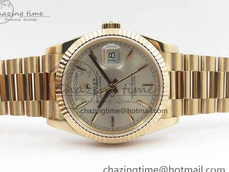 0111 Sophisticated Day-Date 36 RG 128239 Bp Maker Best Edition Silver Dial on RG President Bracelet 3132